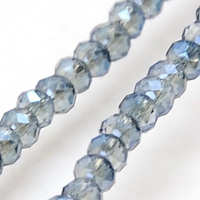 PandaHall Electroplate Glass Beads Strands, Full Rainbow Plated, Faceted, Rondelle, LightBlue, 2.5x2mm, Hole: 1mm; about 200pcs/strands...