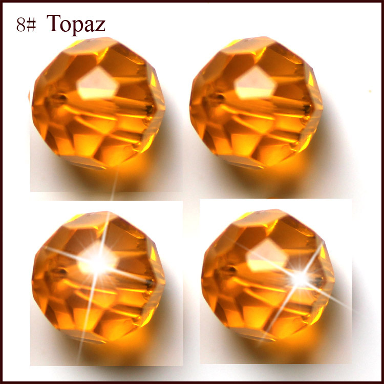PandaHall Imitation Austrian Crystal Beads, Grade AAA, Faceted, Round, Orange, 8mm, Hole: 1mm Glass Round Orange