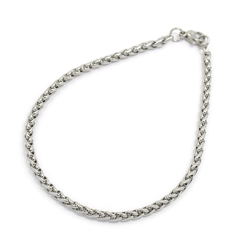 PandaHall 304 Stainless Steel Wheat Chain Bracelet Makings, Stainless Steel Color, 7-7/8"(200mm); 3mm Stainless Steel