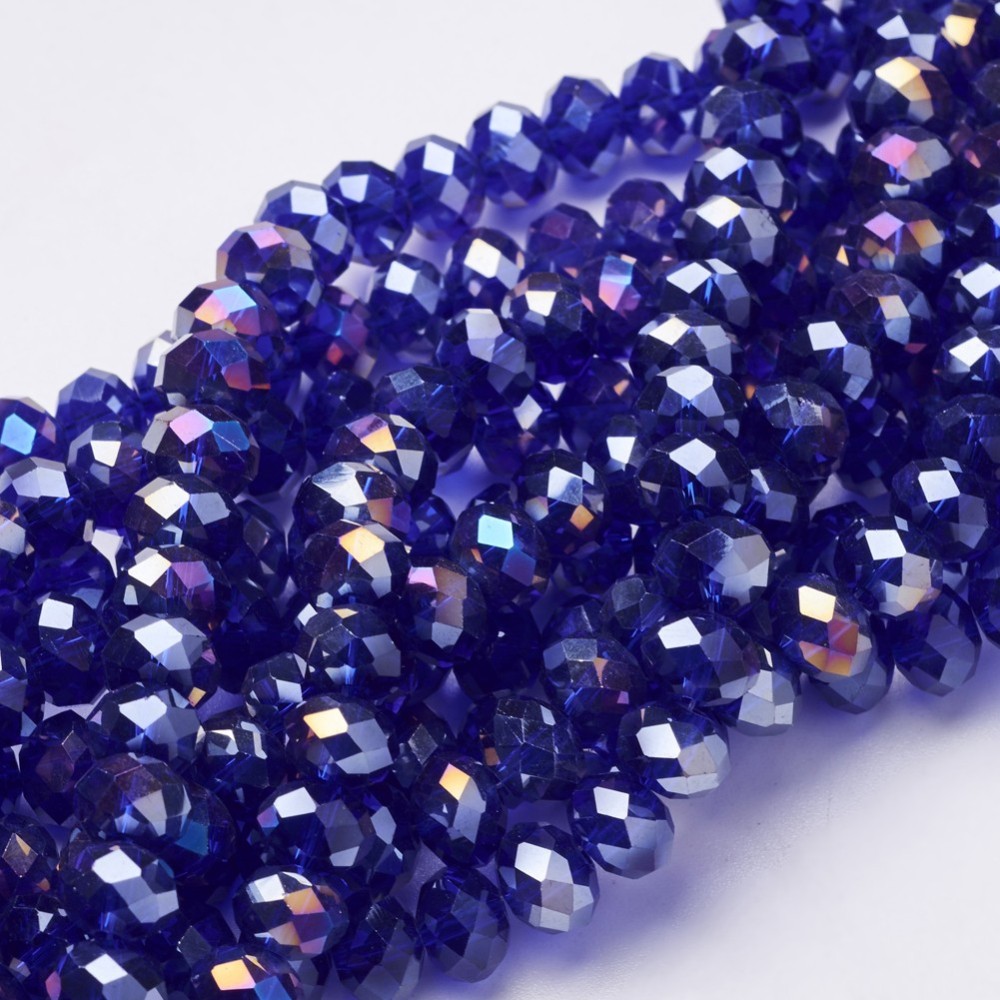 PandaHall Electroplate Glass Beads Strands, AB Color Plated, Faceted, Rondelle, BlueViolet, 8x5mm, Hole: 1mm; about 72pcs/strand, 16.5"...
