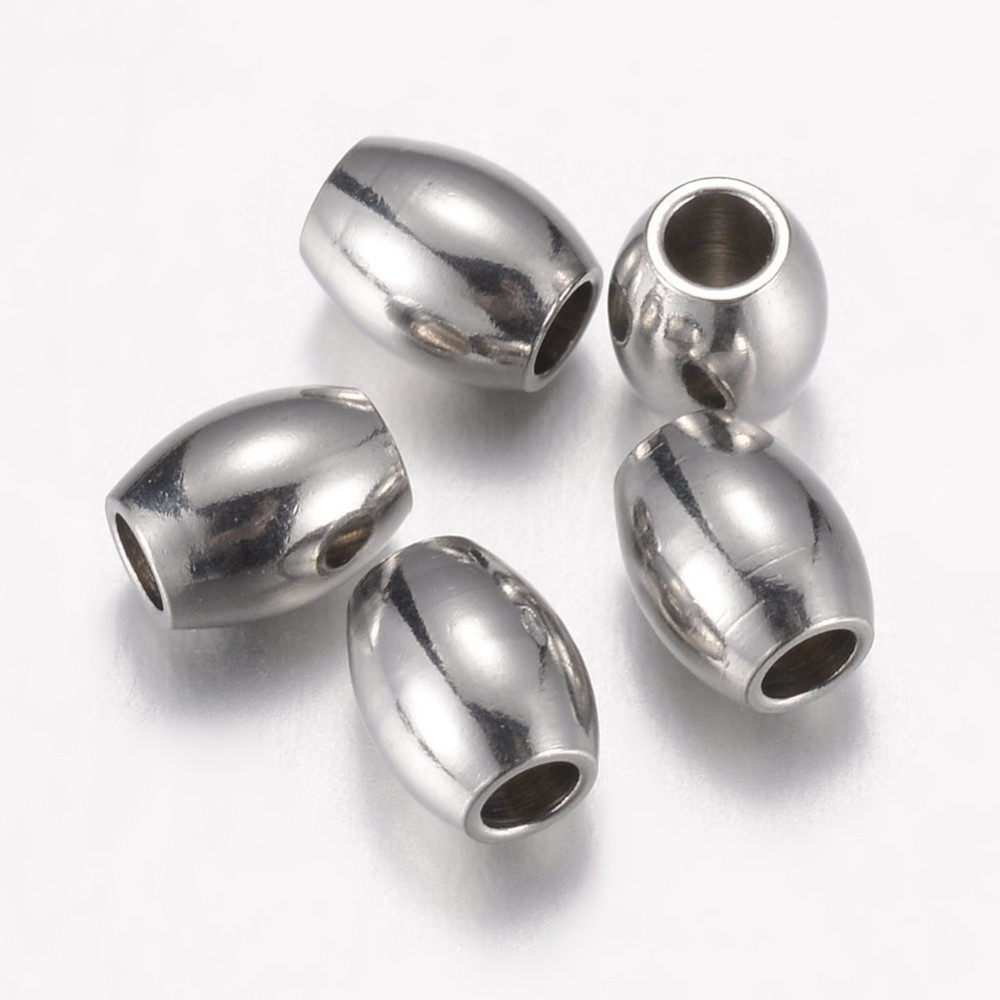 PandaHall 304 Stainless Steel Spacer Beads, Barrel, Stainless Steel Color, 5x4mm, Hole: 1.8mm Stainless Steel Barrel