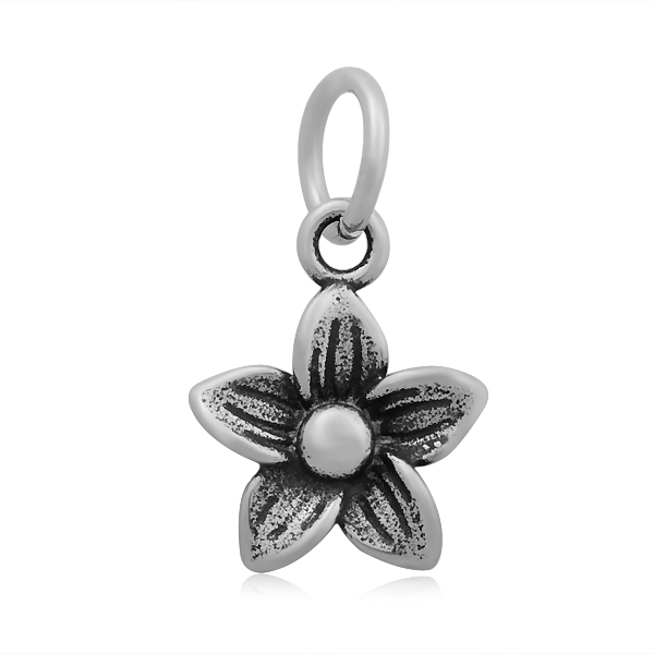 PandaHall Flower 316 Stainless Steel Pendants, Antique Silver, 14x11x2mm, Hole: 5mm Stainless Steel Flower
