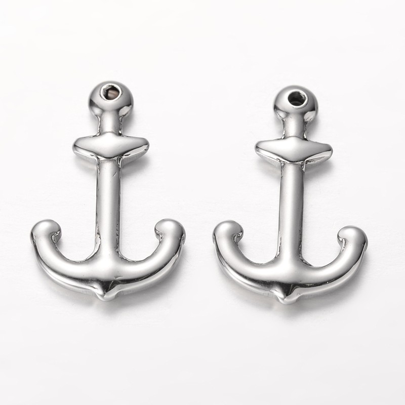 PandaHall Anchor 304 Stainless Steel Pendants, Stainless Steel Color, 26x16.5x3mm, Hole: 2mm Stainless Steel Anchor & Helm