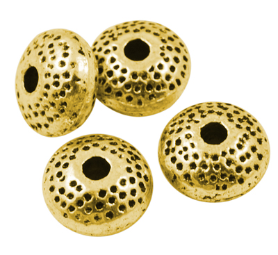 PandaHall Tibetan Silver Beads, Cadmium Free & Nickel Free & Lead Free, Rondelle, Antique Golden, 8x8x3.5mm, Hole: 2mm. Alloy Rondelle