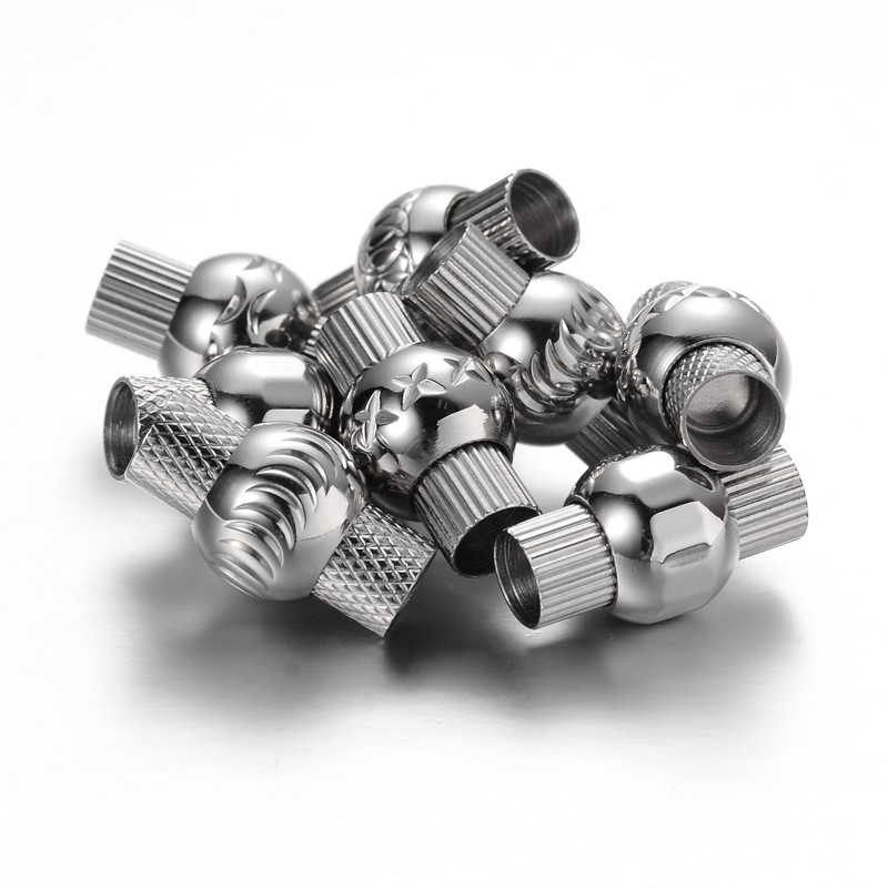 PandaHall Column 304 Stainless Steel Magnetic Clasps, Stainless Steel Color, 20x11.5mm, Hole: 6mm Stainless Steel Column