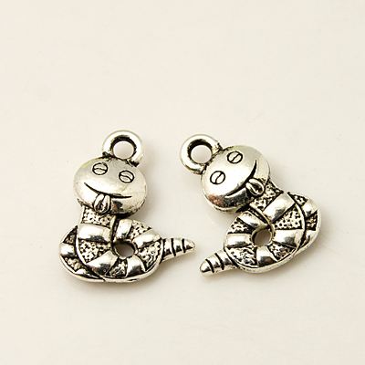 PandaHall Tibetan Style Pendants, Snake, Cadmium Free & Lead Free, Antique Silver, 16x13x3mm, Hole: 2mm Alloy Snake