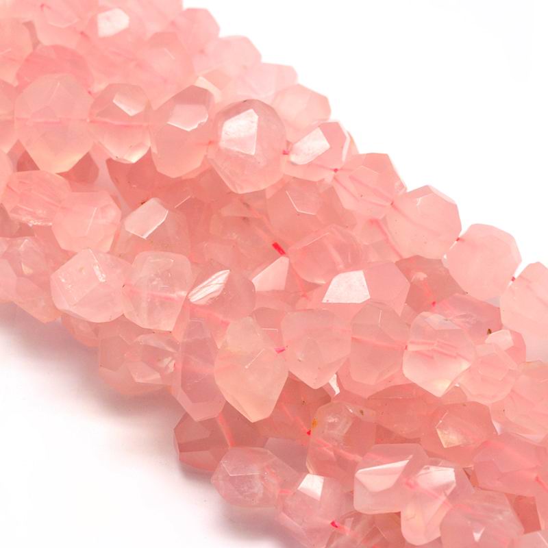 PandaHall Faceted Nuggets Natural Rose Quartz Bead Strands, 15~22x10~16x10~16mm, Hole: 1~1.2mm; about 15.35" Rose Quartz Nuggets