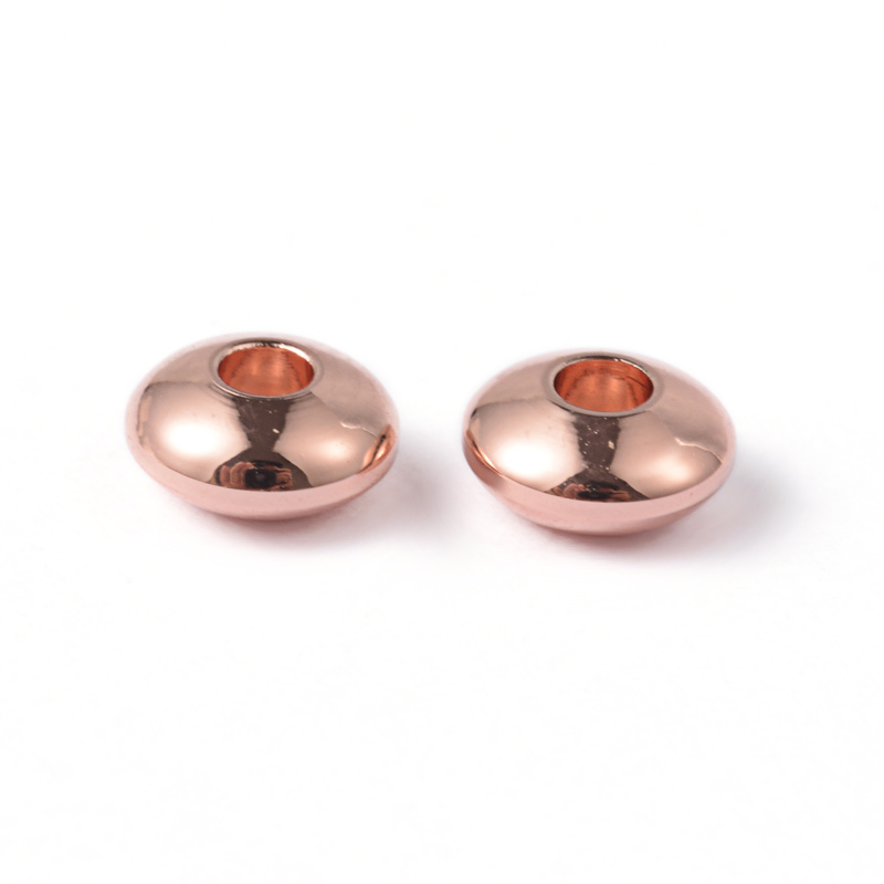 PandaHall Disc 304 Stainless Steel Beads, Rose Gold, 6x3mm, Hole: 2mm Stainless Steel Disc
