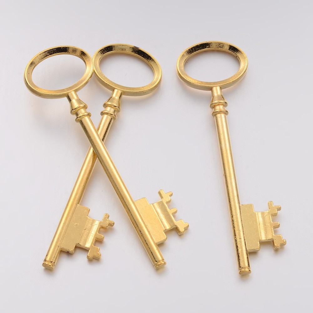 PandaHall Tibetan Style Alloy Skeleton Key Large Pendants, Cadmium Free & Nickel Free & Lead Free, Golden, 80x23x3mm, Hole: 12x18mm Alloy...