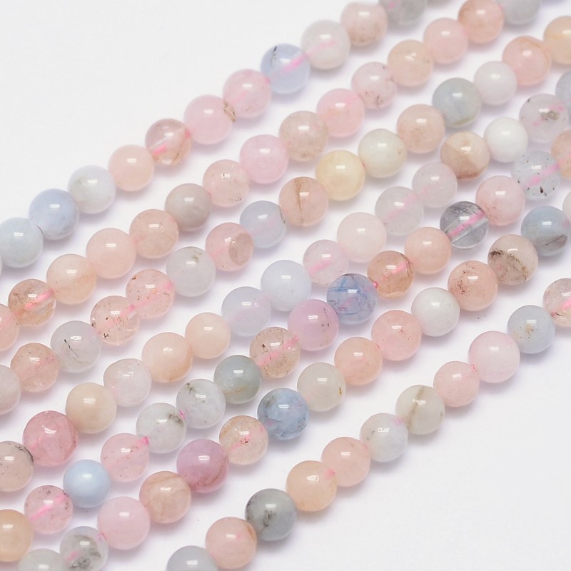PandaHall Natural Morganite Round Bead Strands, 4mm, Hole: 1mm; about 96pcs/strand, 15.5" Morganite Round