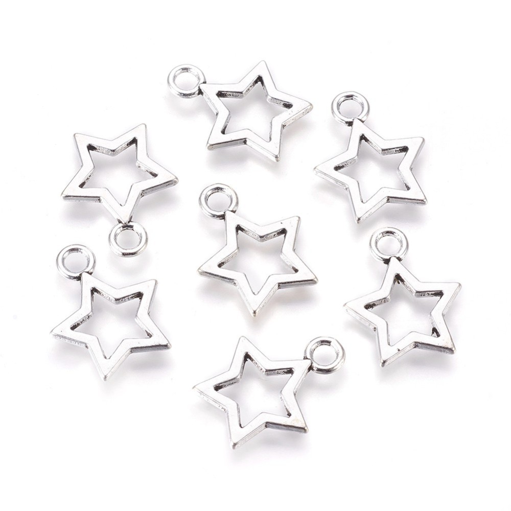 PandaHall Tibetan Style Pendants, Lead Free, Star, Antique Silver, 22x18x2mm, Hole: 3mm Alloy Star