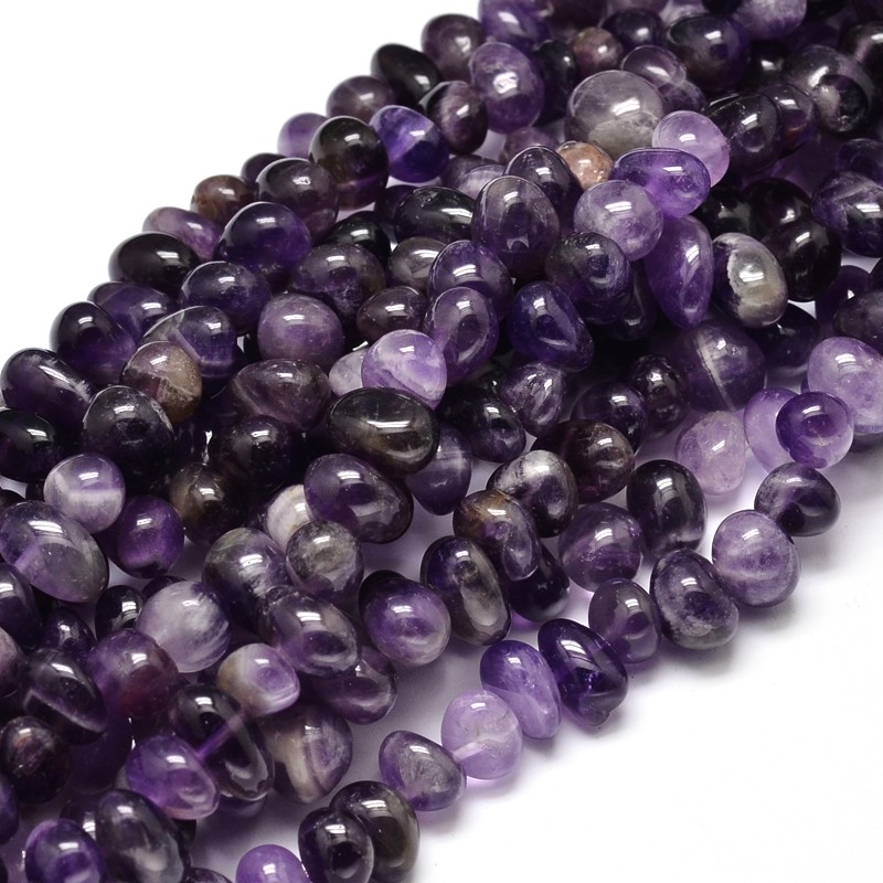 PandaHall Natural Amethyst Gemstone Nuggets Bead Strands, 6~10x9~12x8~10mm, Hole: 1mm; about 15.3"~15.7" Amethyst Nuggets