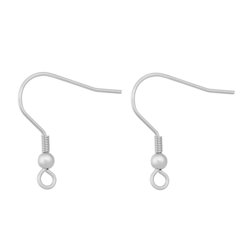 PandaHall 316 Stainless Steel Earring Hooks, Stainless Steel Color, 22x21mm, Hole: 2mm; Ball: 3mm; Pin: 0.5mm Stainless Steel