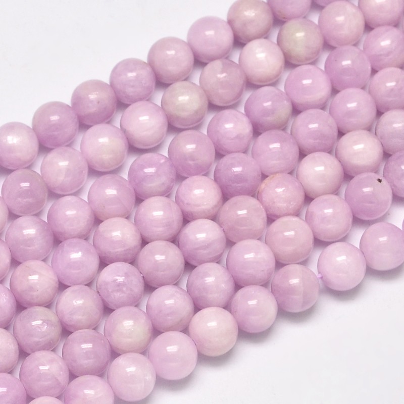PandaHall Round Grade A Natural Kunzite Bead Strands, 8mm, Hole: 1mm; about 50pcs/strand, 15.5" Kunzite Round
