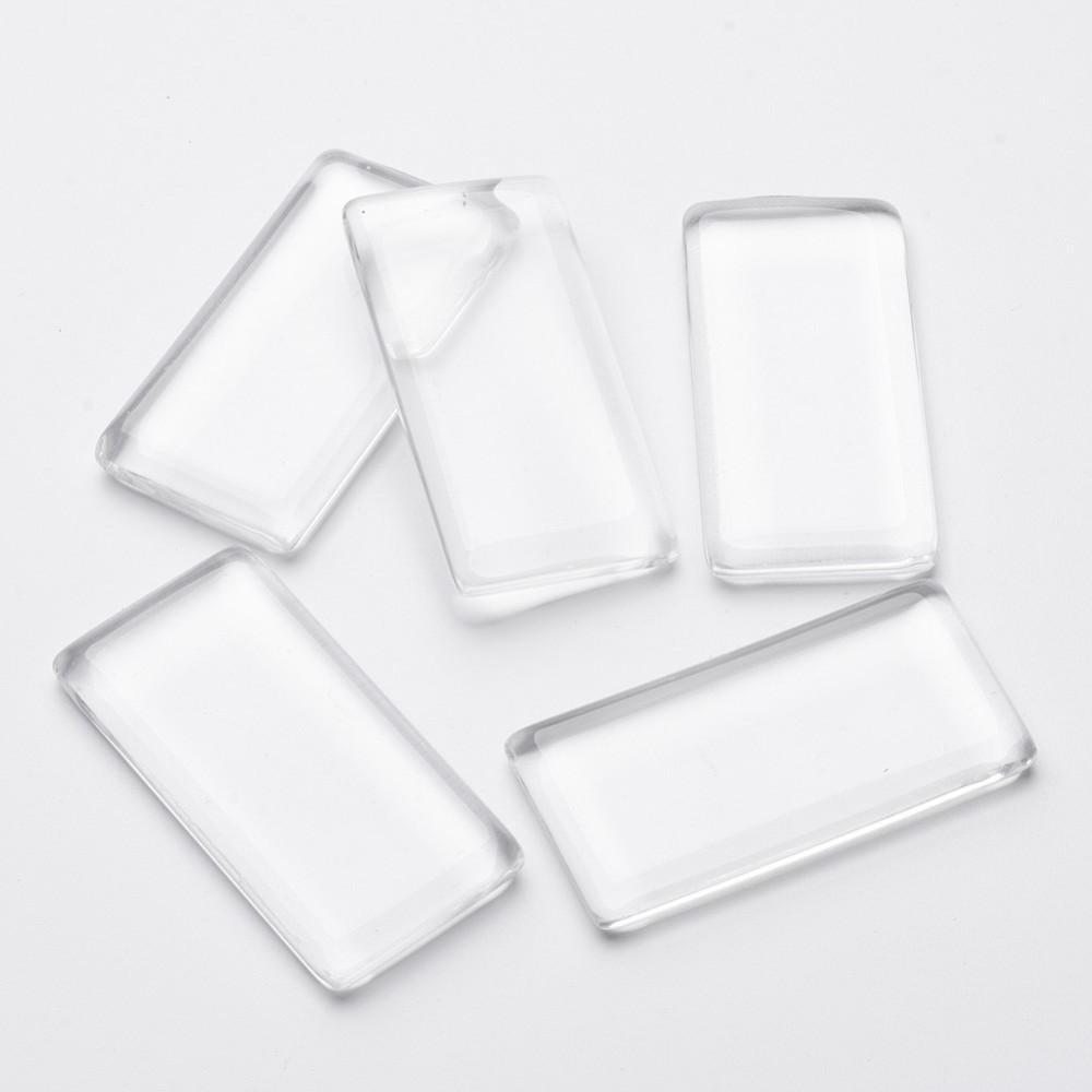 PandaHall 48x24MM Rectangle Transparent Clear Glass Cabochons, Tile Seals for Tray Pendant Covers, 48x24mm, 7mm(Range: 6~8mm) thick Glass...