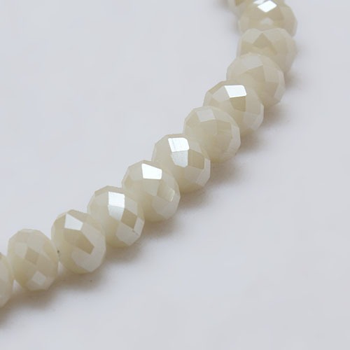 PandaHall Electroplate Imitation Jade Glass Bead Strands, Full Rainbow Plated, Faceted, Rondelle, Beige, 6x4mm, Hole: 1mm; about...