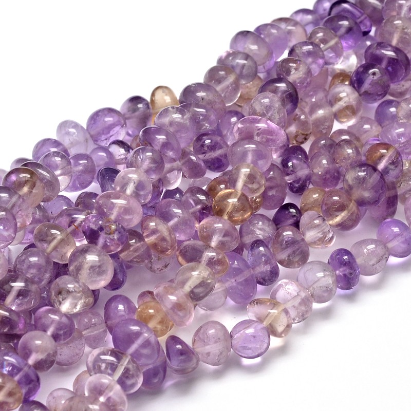 PandaHall Natural Ametrine Gemstone Nuggets Bead Strands, Dyed, 6~10x9~12x8~10mm, Hole: 1mm; about 15.3"~15.7" Ametrine Nuggets