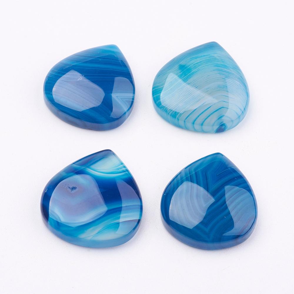 PandaHall Natural Agate Cabochons, Dyed & Heated, Drop, Blue, 22~23x20~21x6mm Natural Agate Drop Blue