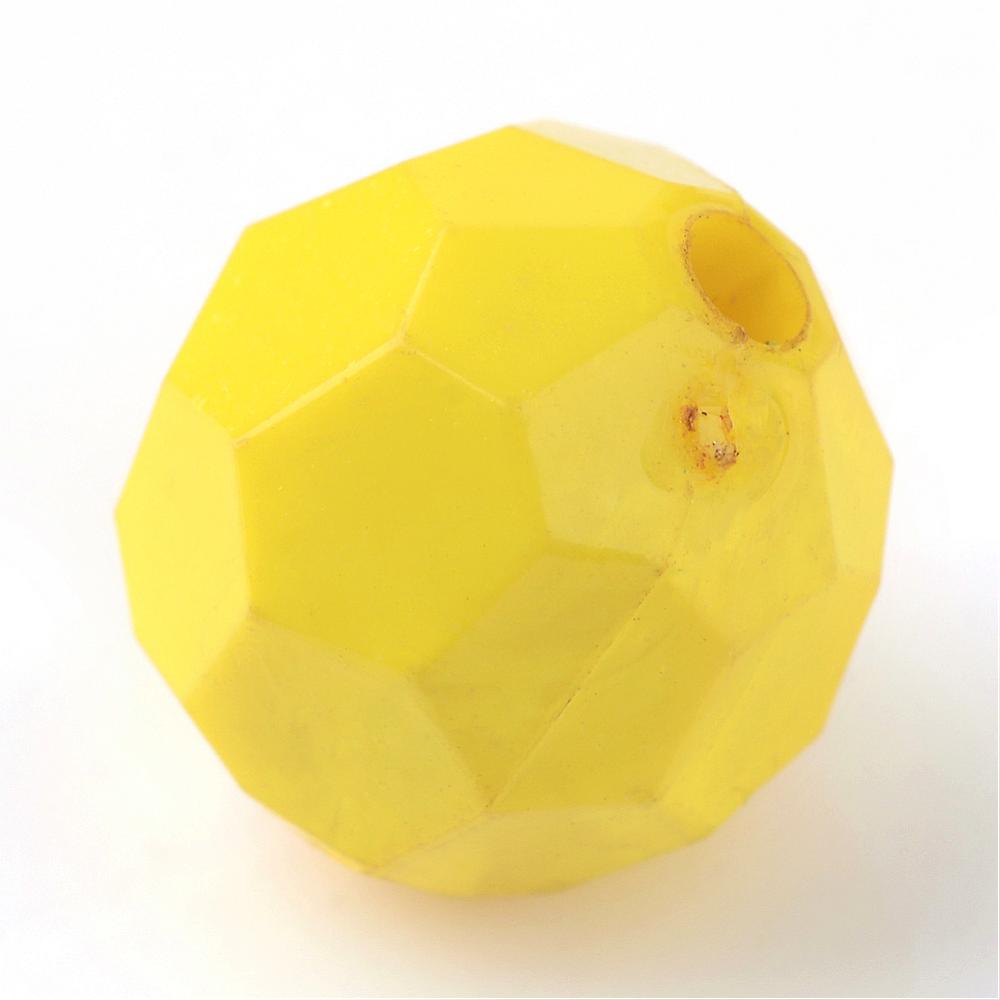 PandaHall Opaque Acrylic Beads, Round, Faceted, Yellow, 11mm, Hole: 2mm Acrylic Round Yellow