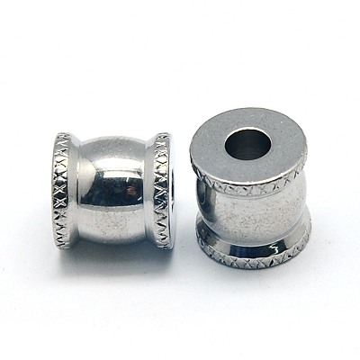 PandaHall 304 Stainless Steel Beads, Column, Stainless Steel Color, 10x10mm, Hole: 4mm Stainless Steel Column