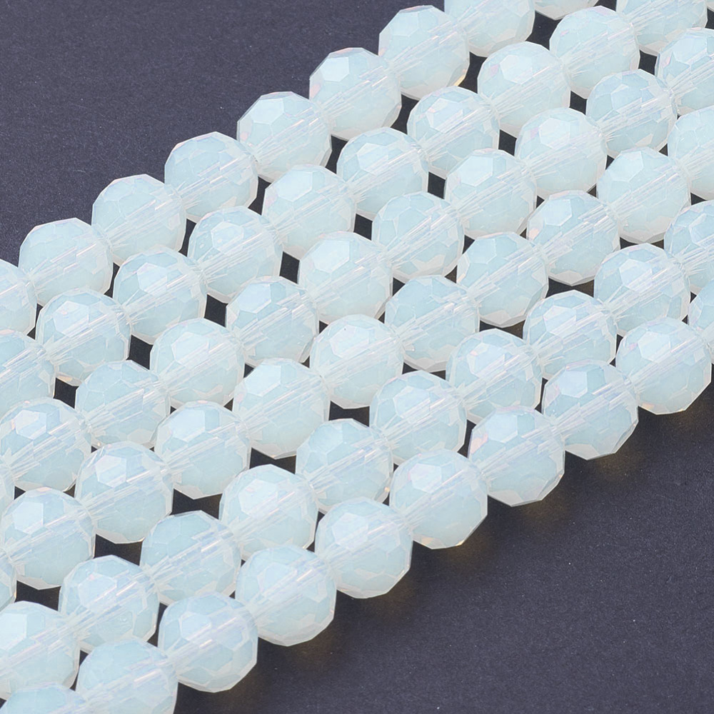 PandaHall Opalite Beads Strands, Faceted Round, 8mm, Hole: 1mm; about 72pcs/strand, 22.6" Opalite Round