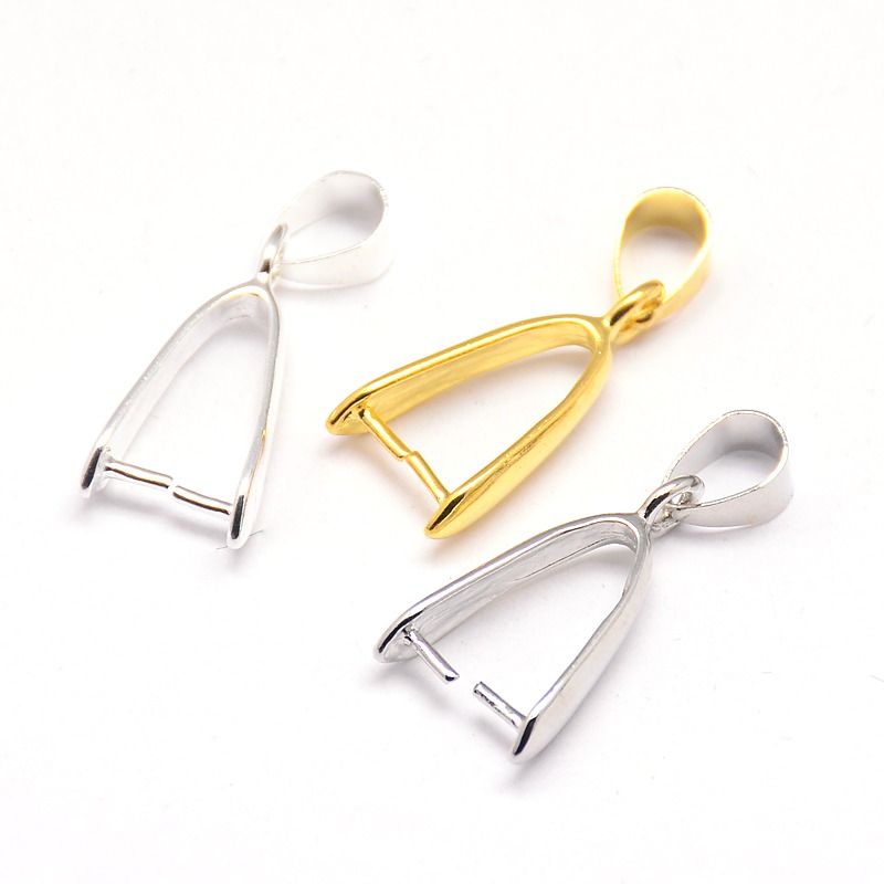 PandaHall Brass Ice Pick & Pinch Bails, Pendant Bails, Cadmium Free & Nickel Free & Lead Free, Mixed Color, 19x10x4mm, Hole: 4mm Brass