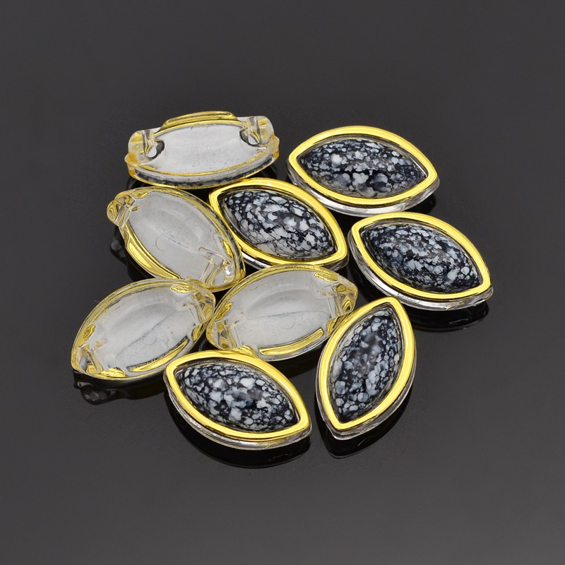 PandaHall Sew on Taiwan Acrylic Golden Plated, Garment Accessories, Horse Eye, Black, 14.5x9x6mm, Hole: 1mm Acrylic Horse Eye Black