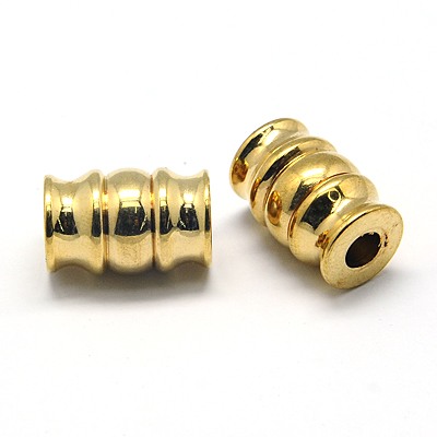 PandaHall 304 Stainless Steel Beads, Grooved Beads, Column, Golden, 10x15mm, Hole: 4mm Stainless Steel Column