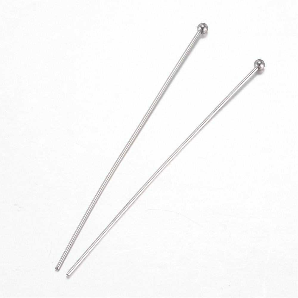 PandaHall 304 Stainless Steel Pins, End Round, Stainless Steel Color, 50mm; Pin: 0.7mm, 500pcs/bag Stainless Steel
