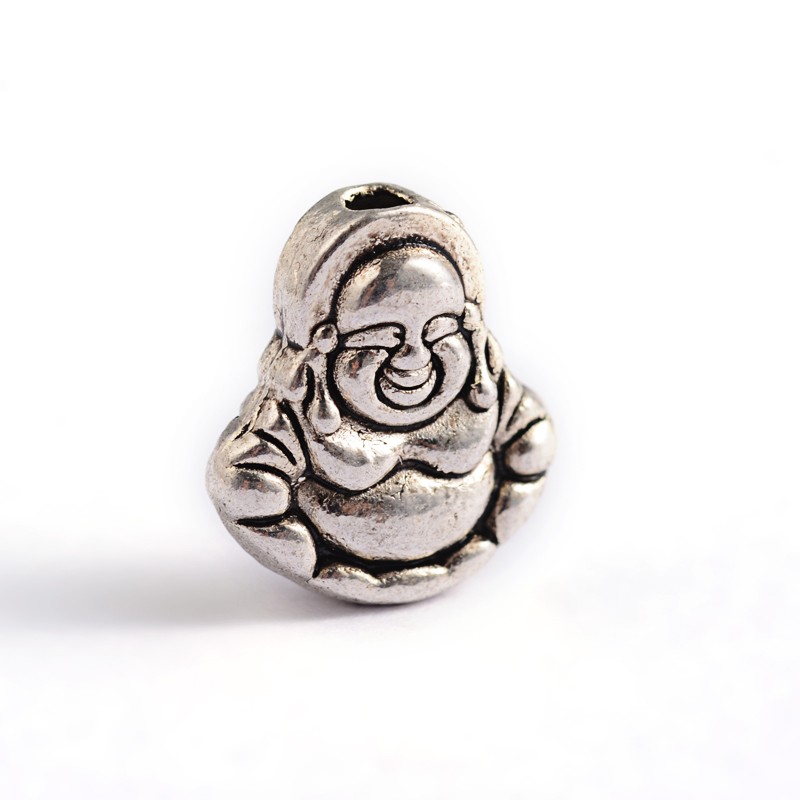 PandaHall Tibetan Style Buddha Alloy Beads, Antique Silver, 11x10x5mm, Hole: 1.5mm Alloy Human