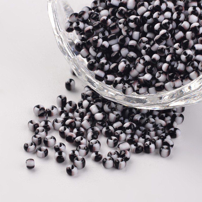 PandaHall 8/0 Opaque Colours Seep Glass Beads, Round Seed Beads, Black, 2.5~3x2~3mm, Hole: 0.8mm; about 15000pcs/450g Glass Black