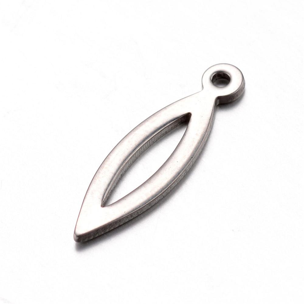 PandaHall 304 Stainless Steel Pendants, Horse Eye, Stainless Steel Color, 19.5x5.5x1mm, Hole: 1mm Stainless Steel Horse Eye