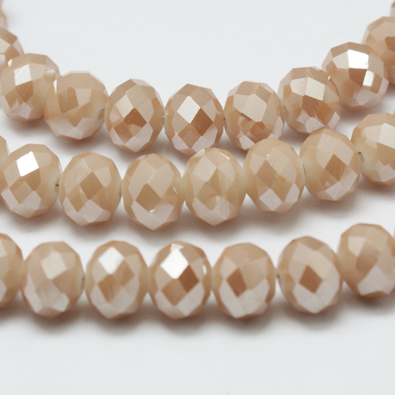 PandaHall Electroplate Glass Bead Strands, Imitation Jade, Full Rainbow Plated, Faceted, Rondelle, NavajoWhite, 3x2mm, Hole: 1mm; about...