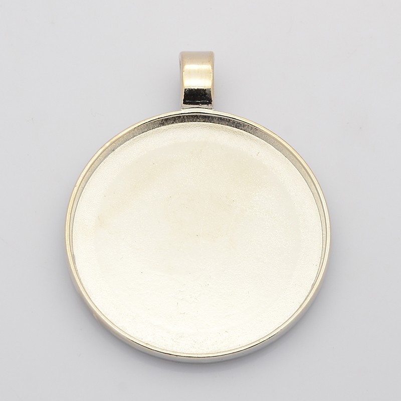 PandaHall Alloy Pendant Cabochon Settings, DIY Findings for Jewelry Making, Lead Free, Flat Round, Platinum, 62.5x50x4mm, Tray: 46.8x3mm...