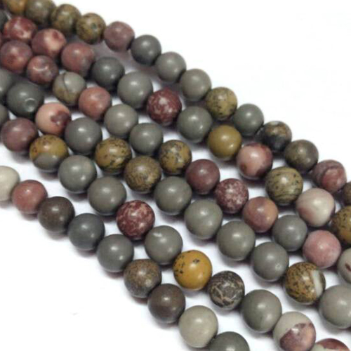 PandaHall Natural Dendritic Jasper Beads Strands, Round, Mixed Color, 8mm, Hole: 1mm; about 49pcs/strand, 15.4" Dendritic Jasper Round...