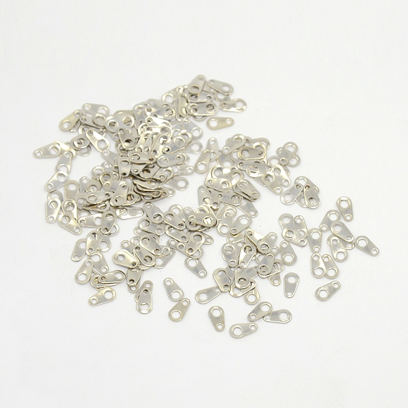 PandaHall Brass Chain Tabs, Platinum, 7x3.9mm, Hole: 1mm Brass