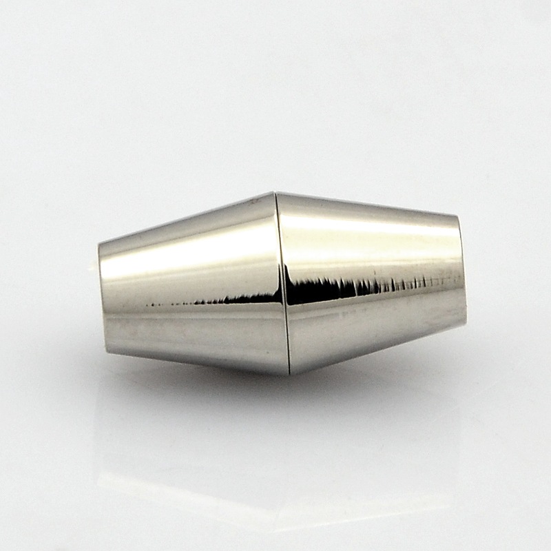 PandaHall Bicone 304 Stainless Steel Magnetic Clasps, Stainless Steel Color, 17x9mm, Hole: 4mm Stainless Steel Bicone
