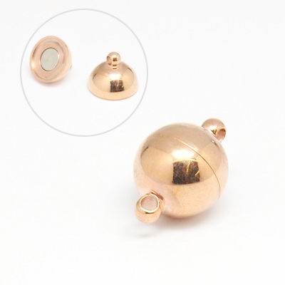 PandaHall 304 Stainless Steel Magnetic Clasps, Round, Rose Gold, 21x14mm, Hole: 2mm Stainless Steel Round