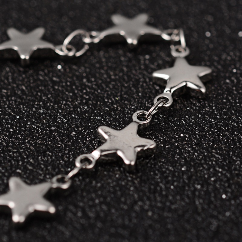 PandaHall 304 Stainless Steel Decorative Chains, with Star Connector, Stainless Steel Color, 11x6x1.5mm Stainless Steel