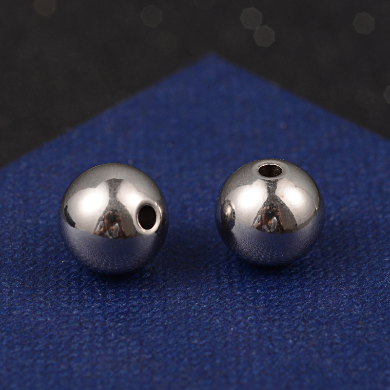 PandaHall Round 304 Stainless Steel Beads, Stainless Steel Color, 10x9mm, Hole: 2mm Stainless Steel Round