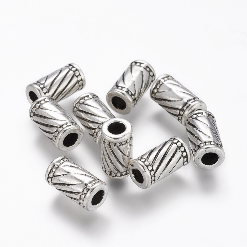 PandaHall Tibetan Style Beads, Lead Free and Cadmium Free, Column, Antique Silver Color, Size: about 6mm in diameter, 11mm long, hole: 3mm....