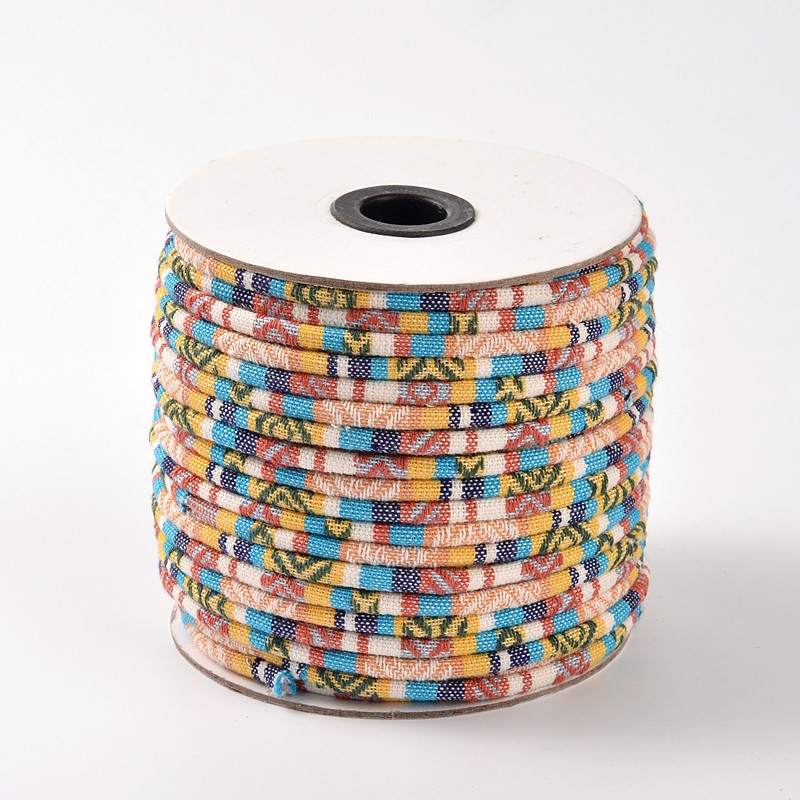 PandaHall Rope Cloth Ethnic Cords, Wheat, 6mm; about 50yards/roll Cloth Orange