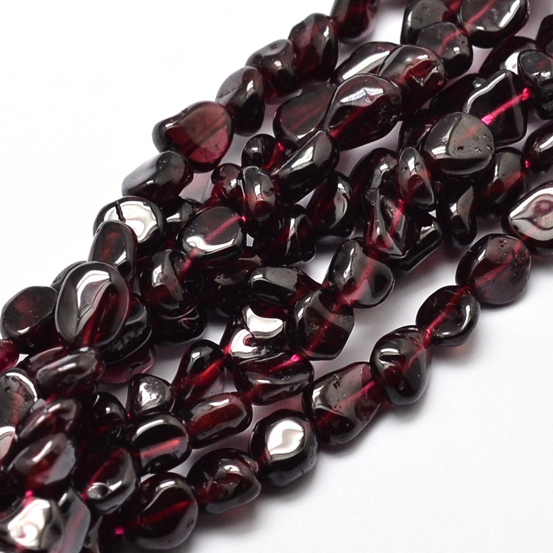 PandaHall Natural Garnet Nuggets Beads Strands, 5~10x6~7x3~7mm, hole: 1mm; about 14.9"~15.7" Garnet Nuggets