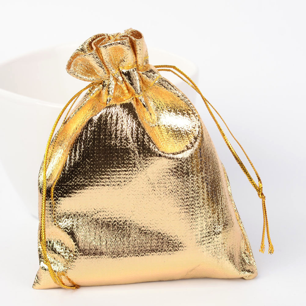 PandaHall Rectangle Organza Bags, Gold, 12x10cm Organza Rectangle Gold