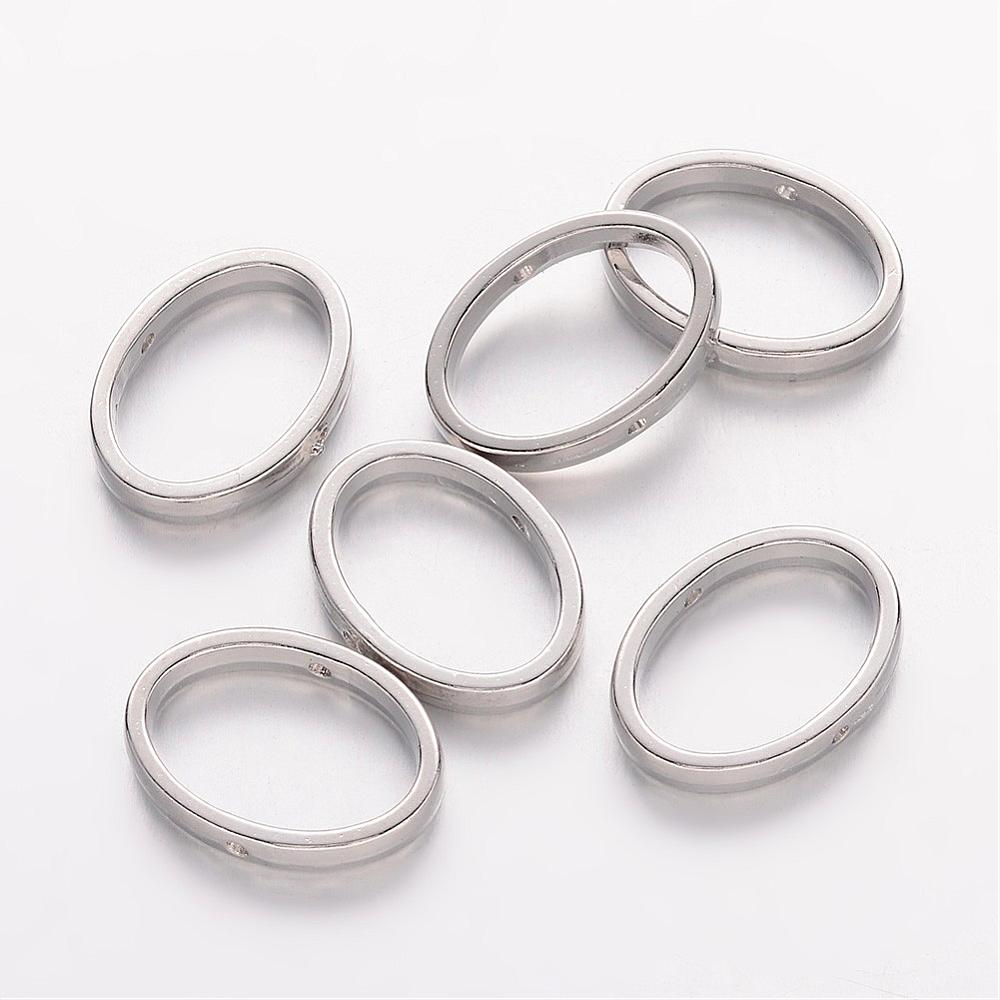 PandaHall Tibetan Style Bead Frames, Lead Free & Cadmium Free & Nickel Free, Oval, Platinum, about 19mm long, 14.5mm wide, 3mm thick, hole...