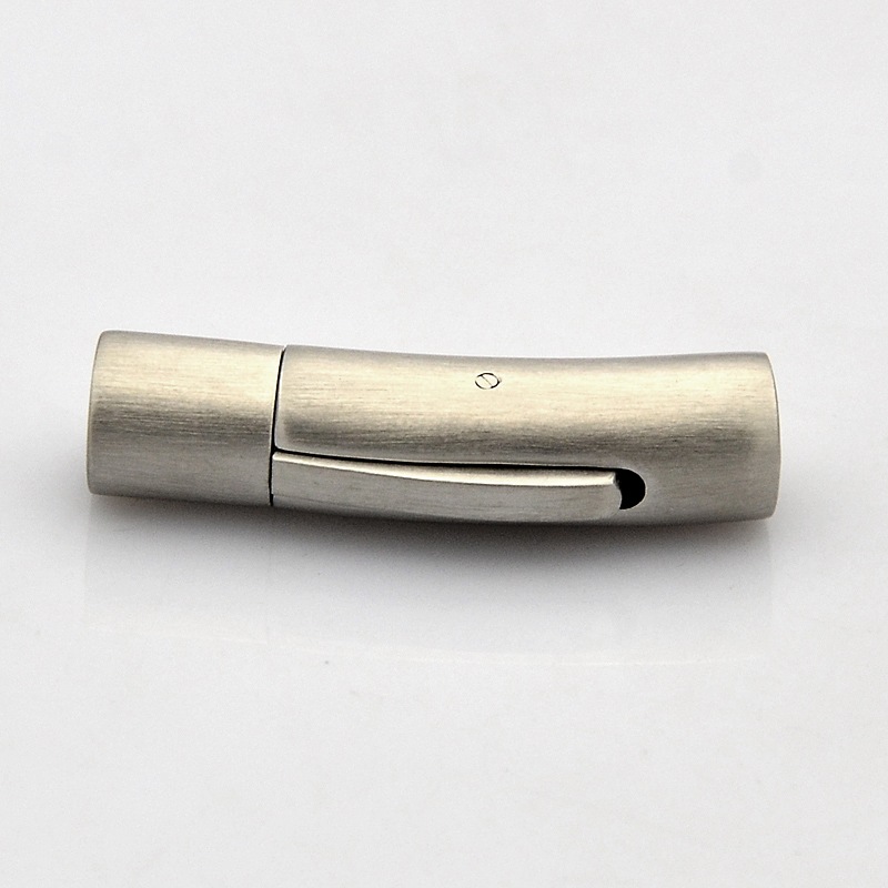 PandaHall Matte Column 304 Stainless Steel Bayonet Clasps, Stainless Steel Color, 29x7mm, Hole: 5mm Stainless Steel