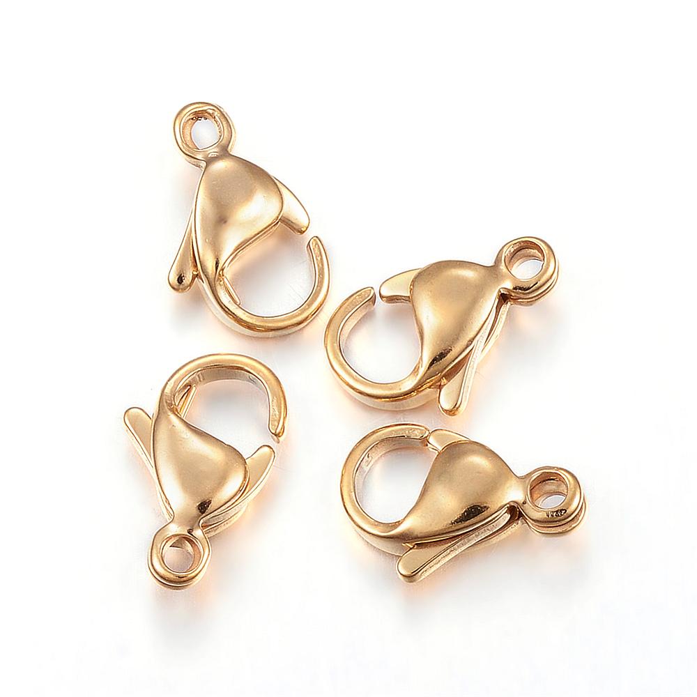 PandaHall 304 Stainless Steel Lobster Claw Clasps, Golden, 10x6x3mm, Hole: 1.5mm Stainless Steel Others