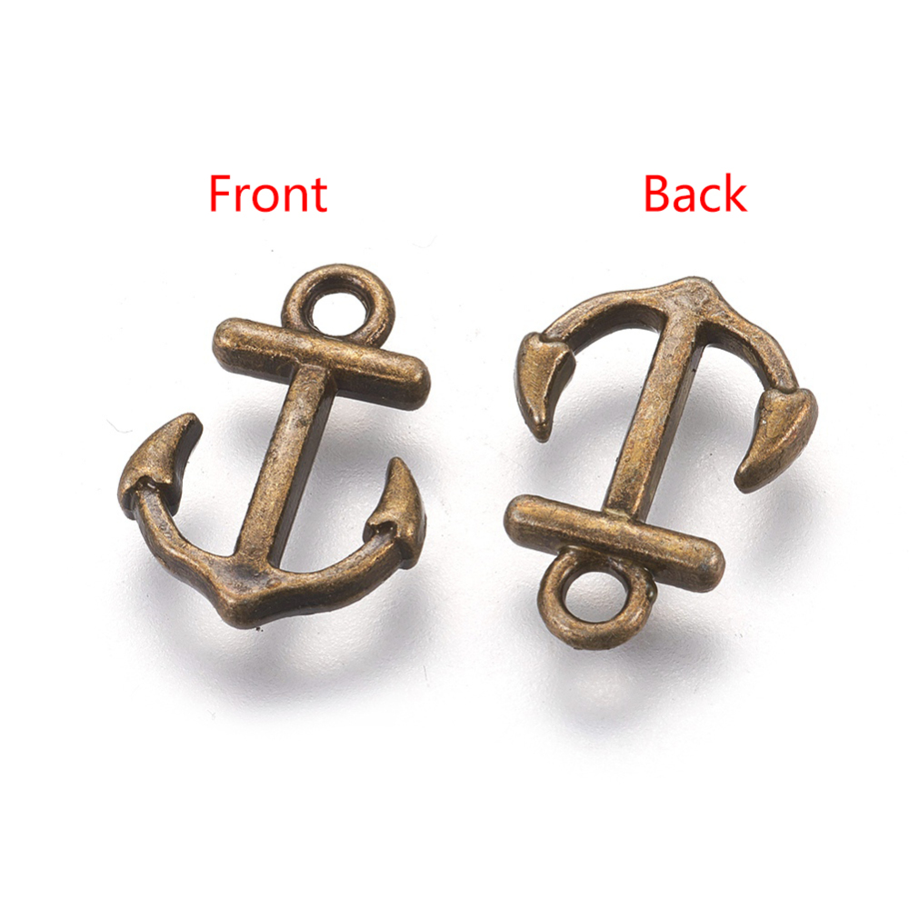 PandaHall Tibetan Style Pendants, Lead Free & Nickel Free, Anchor, Antique Bronze, 15x11x3mm, Hole: 2mm Alloy Anchor & Helm