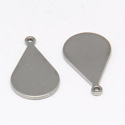 PandaHall 304 Stainless Steel Blank Stamping Tag Pendants, Drop, Stainless Steel Color, 18x10x1mm, Hole: 1mm Stainless Steel Drop