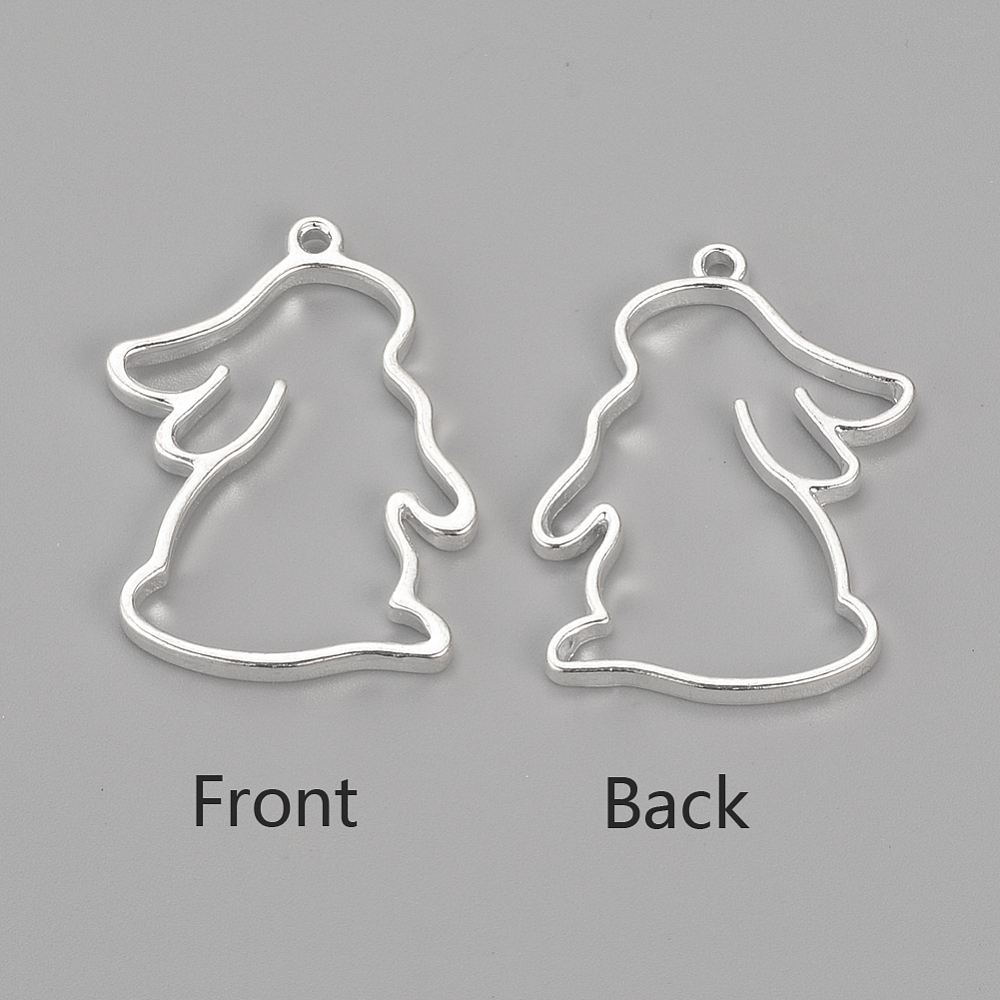 PandaHall Alloy Open Back Bezel Pendants, For DIY Resin, Pressed Flower Jewelry, Rabbit, Silver, 33x23.5x2.5mm, Hole: 2mm Alloy Rabbit...